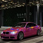 Gloss Pink Holographic Chrome Laser Car Vinyl Wrap Coupe BMW