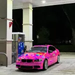 Gloss Pink Holographic Chrome Laser Car Vinyl Wrap Coupe BMW