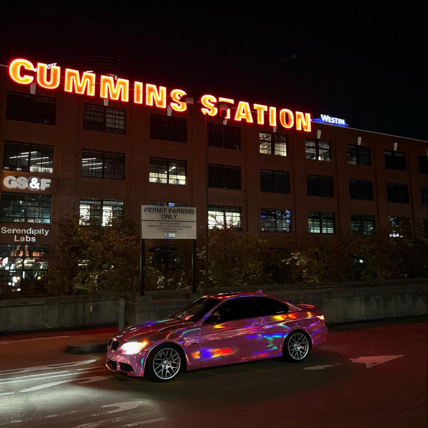 Gloss Pink Holographic Chrome Laser Car Vinyl Wrap Coupe BMW