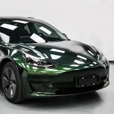 Glossy Paint Metalic Midnight Green Car Vinyl Wrap  02