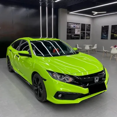 Gloss Apple Green Car Vinyl Wrap PET 02