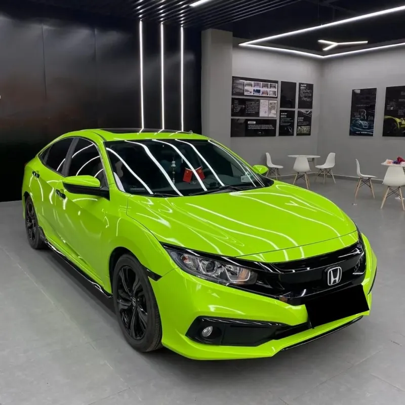 Gloss Apple Green Car Vinyl Wrap PET