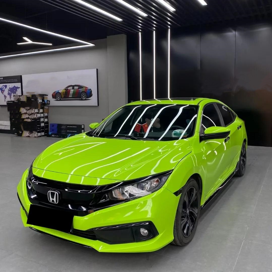 Gloss Apple Green Car Vinyl Wrap PET