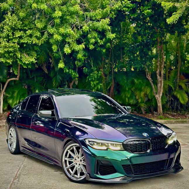 Gloss Metallic Chameleon Diamond Purple Green Car Vinyl Wrap