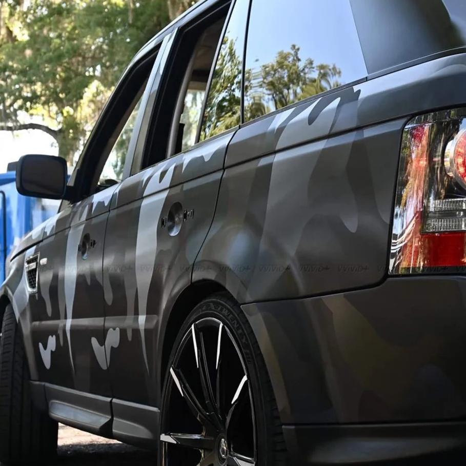 Matte Camo Black Car Vinyl Wrap| 3D Ghost Camouflage Black PET