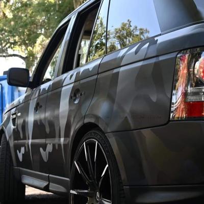 Matte Camo Black Car Vinyl Wrap| 3D Ghost Camouflage Black PET 02