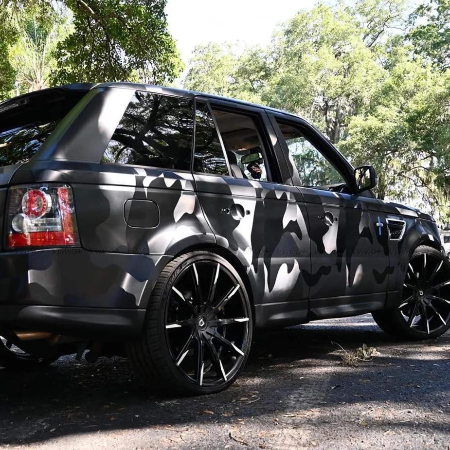 Matte Camo Black Car Vinyl Wrap| 3D Ghost Camouflage Black PET