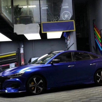 Matte Metallic Navy Blue Car Vinyl Wrap 02