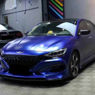Matte Metallic Navy Blue Car Vinyl Wrap 02