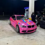 Gloss Pink Holographic Chrome Laser Car Vinyl Wrap Coupe BMW