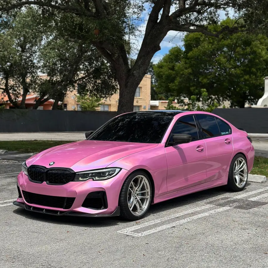 Gloss Metallic Rainbow Laser Pink Car Vinyl Wrap