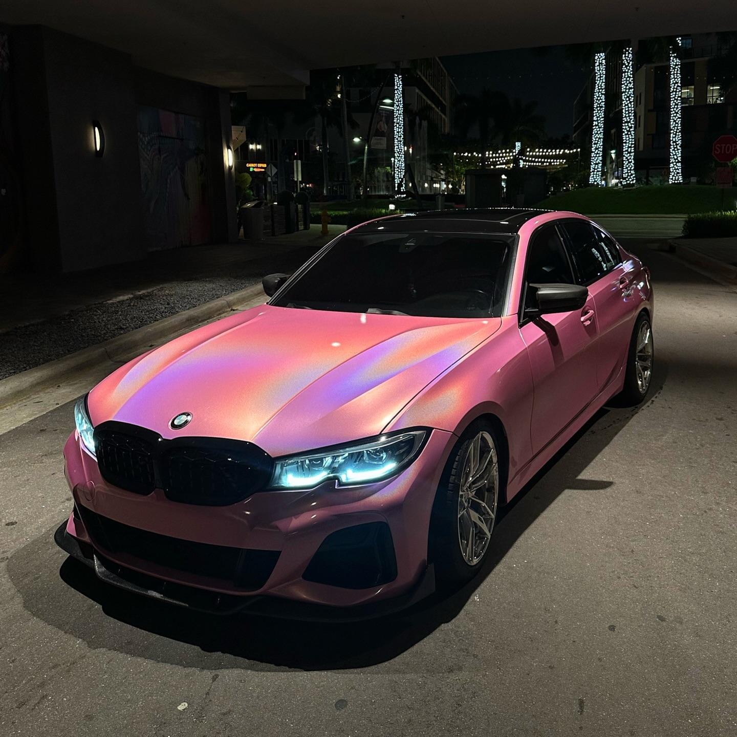 Gloss Metallic Rainbow Laser Pink Car Vinyl Wrap
