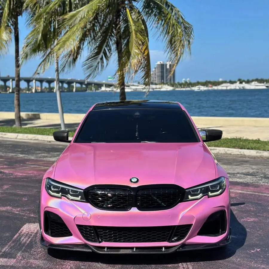 Gloss Metallic Rainbow Laser Pink Car Vinyl Wrap