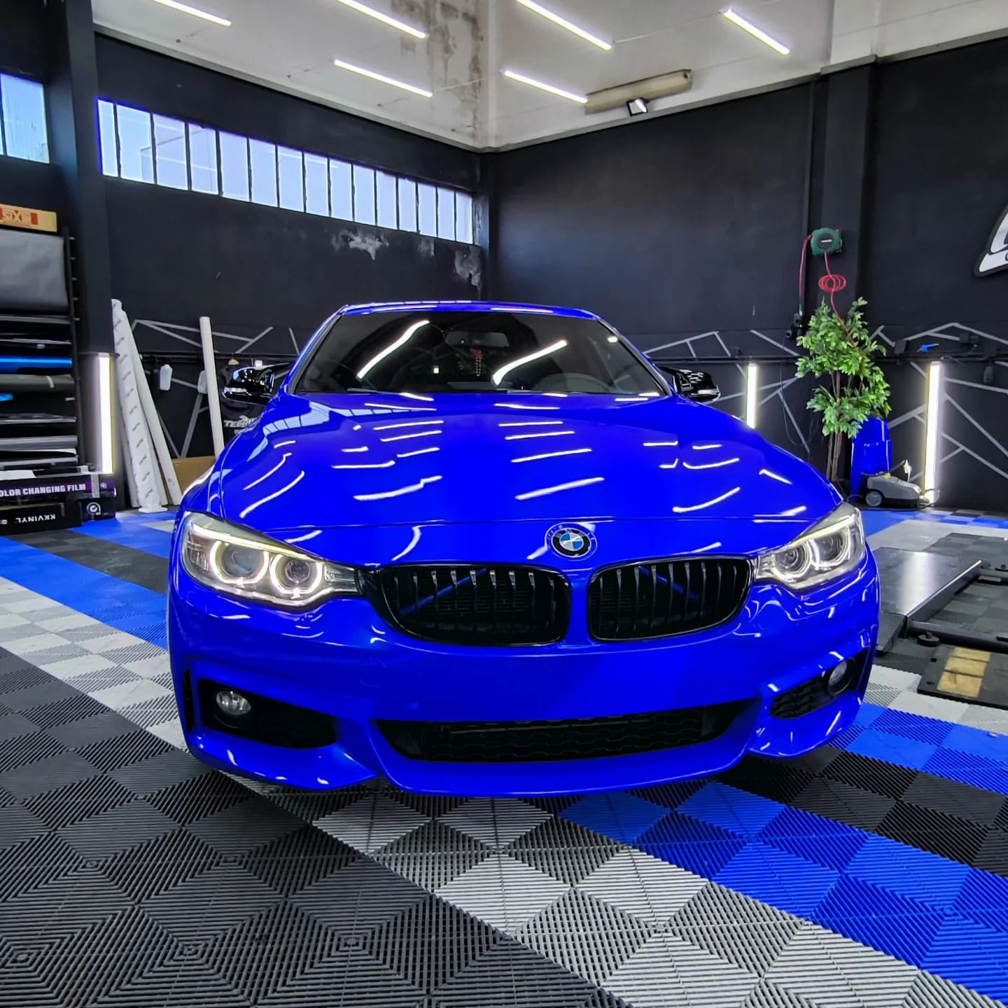 Gloss Metallic Deep Blue Car Vinyl Wrap PET