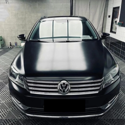 Matte Metallic Deep Black Car Vinyl Wrap 02