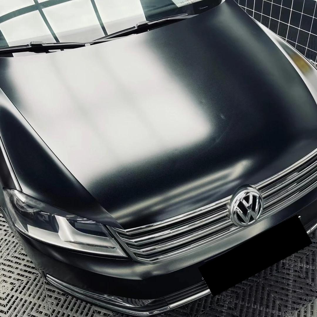 Matte Metallic Deep Black Car Vinyl Wrap