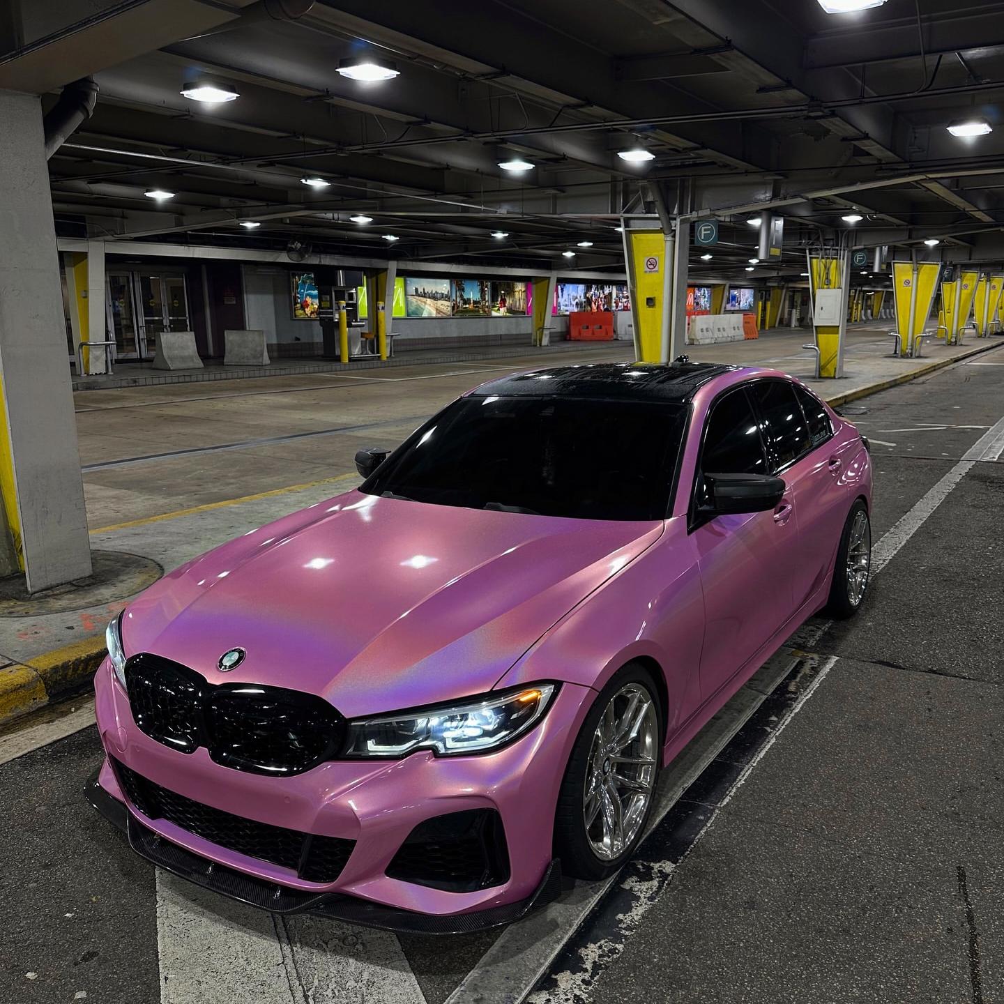 Gloss Metallic Rainbow Laser Pink Car Vinyl Wrap