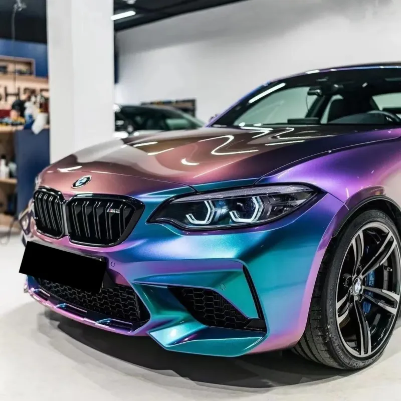 PET Gloss Metallic Chameleon Purple Blue Car Vinyl Wrap