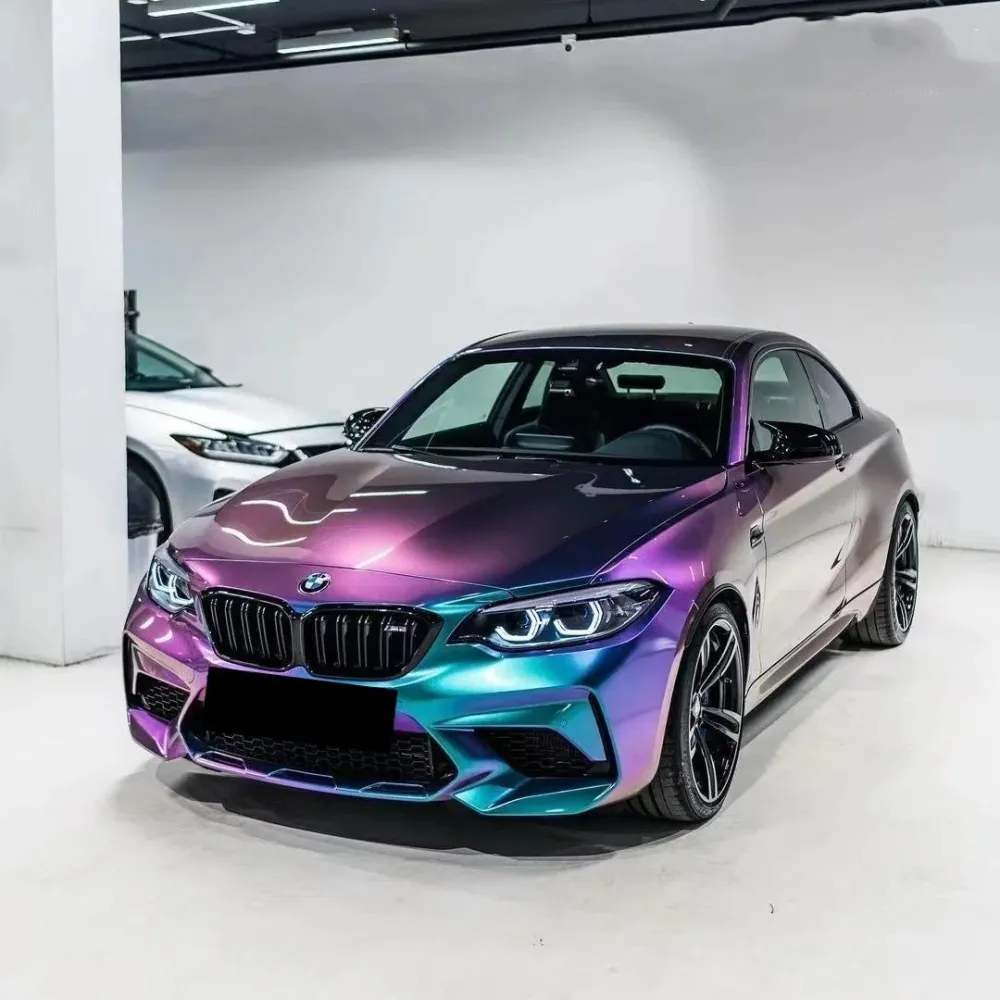 PET Gloss Metallic Chameleon Purple Blue Car Vinyl Wrap