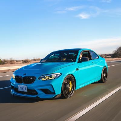 Gloss Miami Blue Car Vinyl Wrap Porsche PET 02