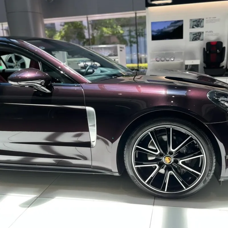 Gloss Amethyst Purple Car Vinyl Wrap Porsche