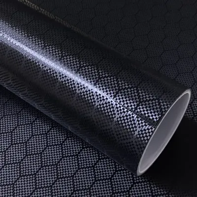 PET Matte Beehive Carbon Fiber Black Car Vinyl Wrap 02