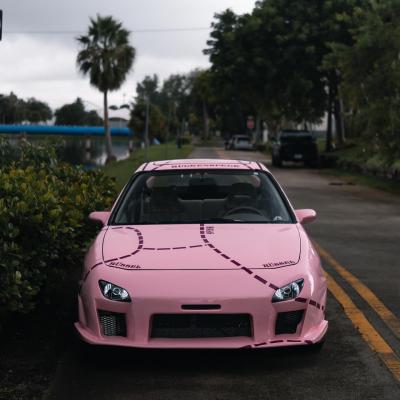 Gloss Peach Pink Custom Design Car Vinyl Wrap 02