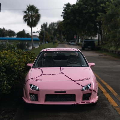 Gloss Peach Pink Custom Design Car Vinyl Wrap 02