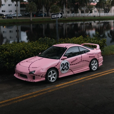 Gloss Peach Pink Custom Design Car Vinyl Wrap 01