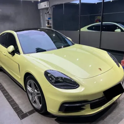 Gloss Light Yellow Car Vinyl Wrap 02