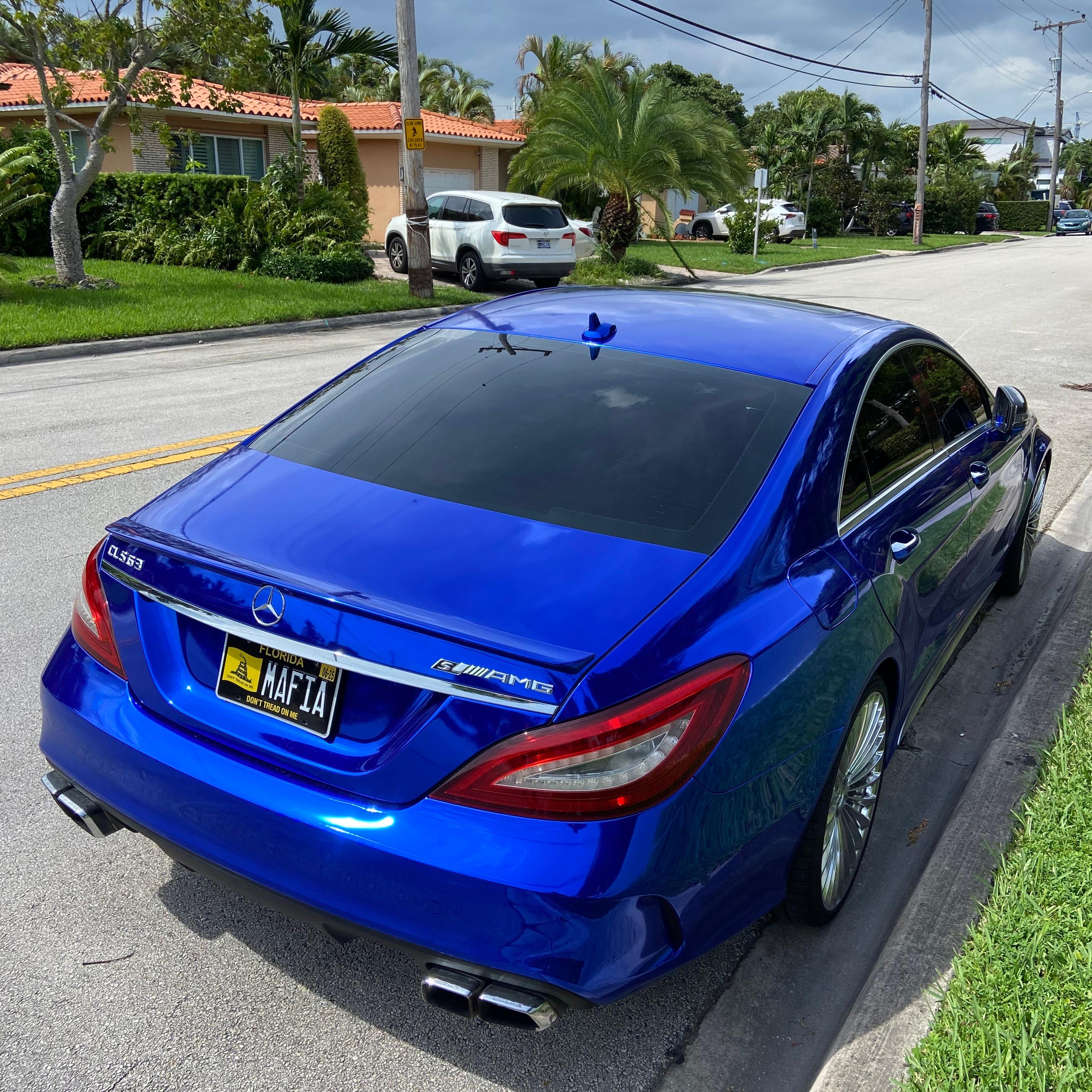 Gloss Mirror Chrome Blue Car Vinyl Wrap PET