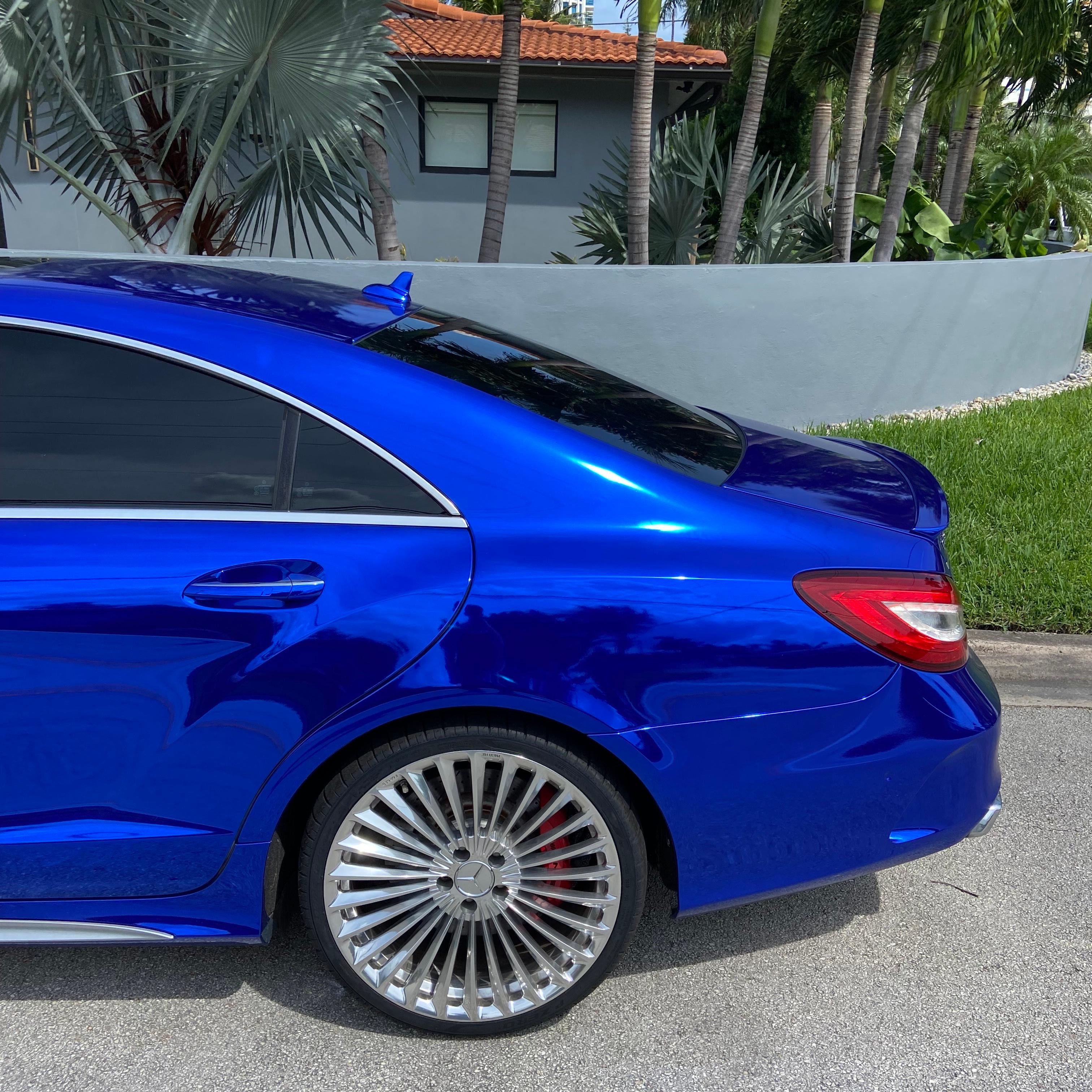 Gloss Mirror Chrome Blue Car Vinyl Wrap PET