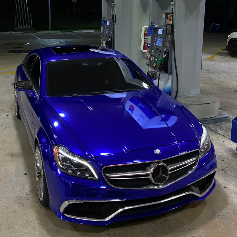 Gloss Mirror Chrome Blue Car Vinyl Wrap