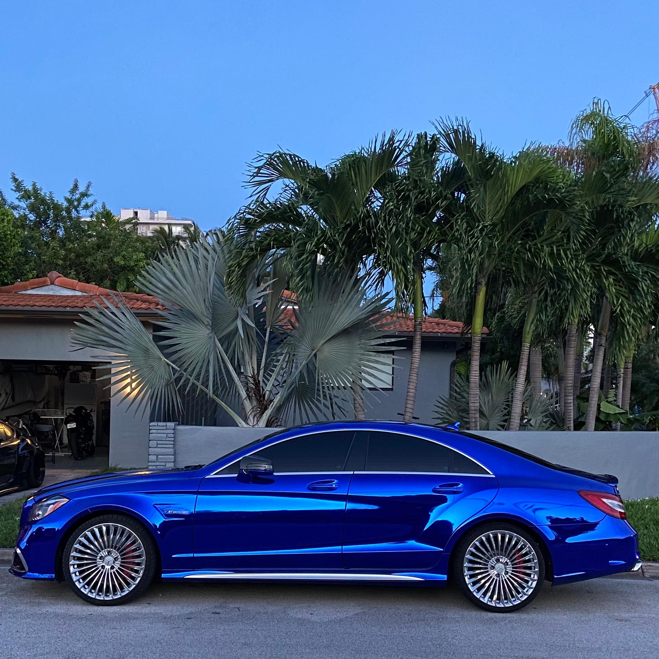 Gloss Mirror Chrome Blue Car Vinyl Wrap PET