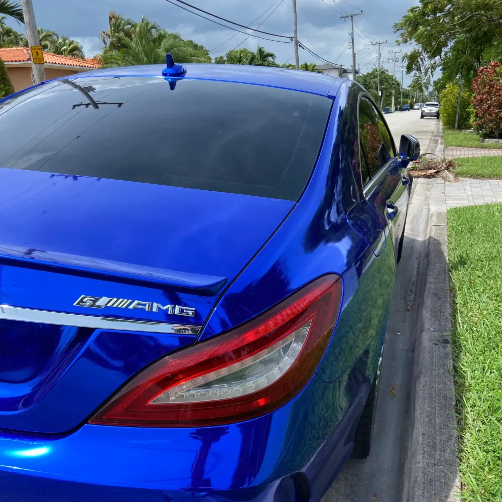 Gloss Mirror Chrome Blue Car Vinyl Wrap