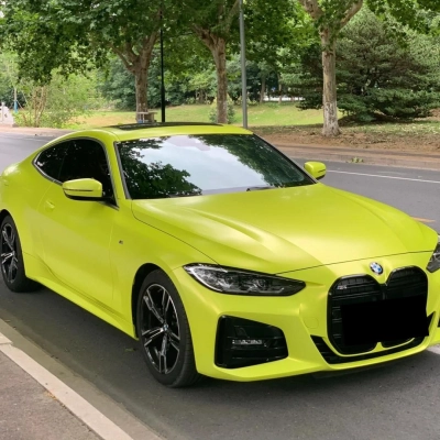 Matte Metallic Fluorescent Yellow Car Vinyl Wrap 02