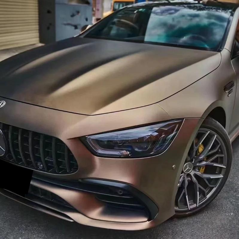 Matte Metallic Gold Brown Car Vinyl Wrap