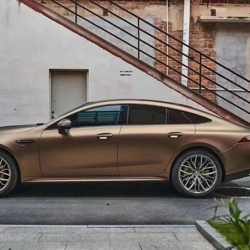 Matte Metallic Gold Brown Car Vinyl Wrap