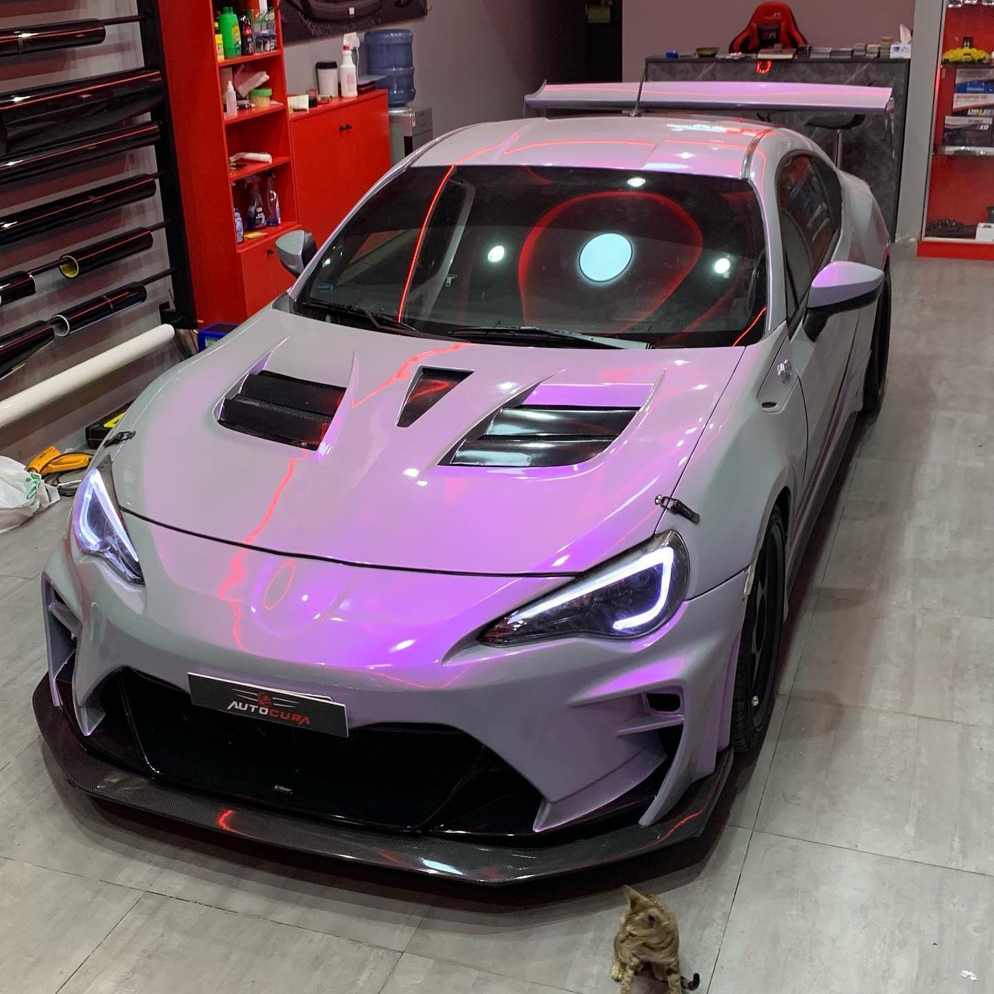 Gloss Metallic Chameleon Candy Grey Purple Car Vinyl Wrap PET