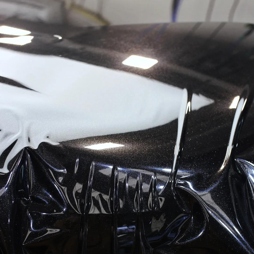Gloss Metallic Glitter Black Car Vinyl Wrap PET