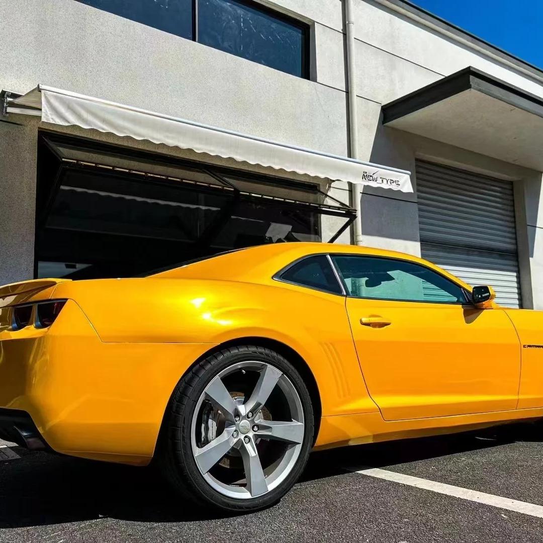 Gloss Metallic Golden Yellow Car Vinyl Wrap