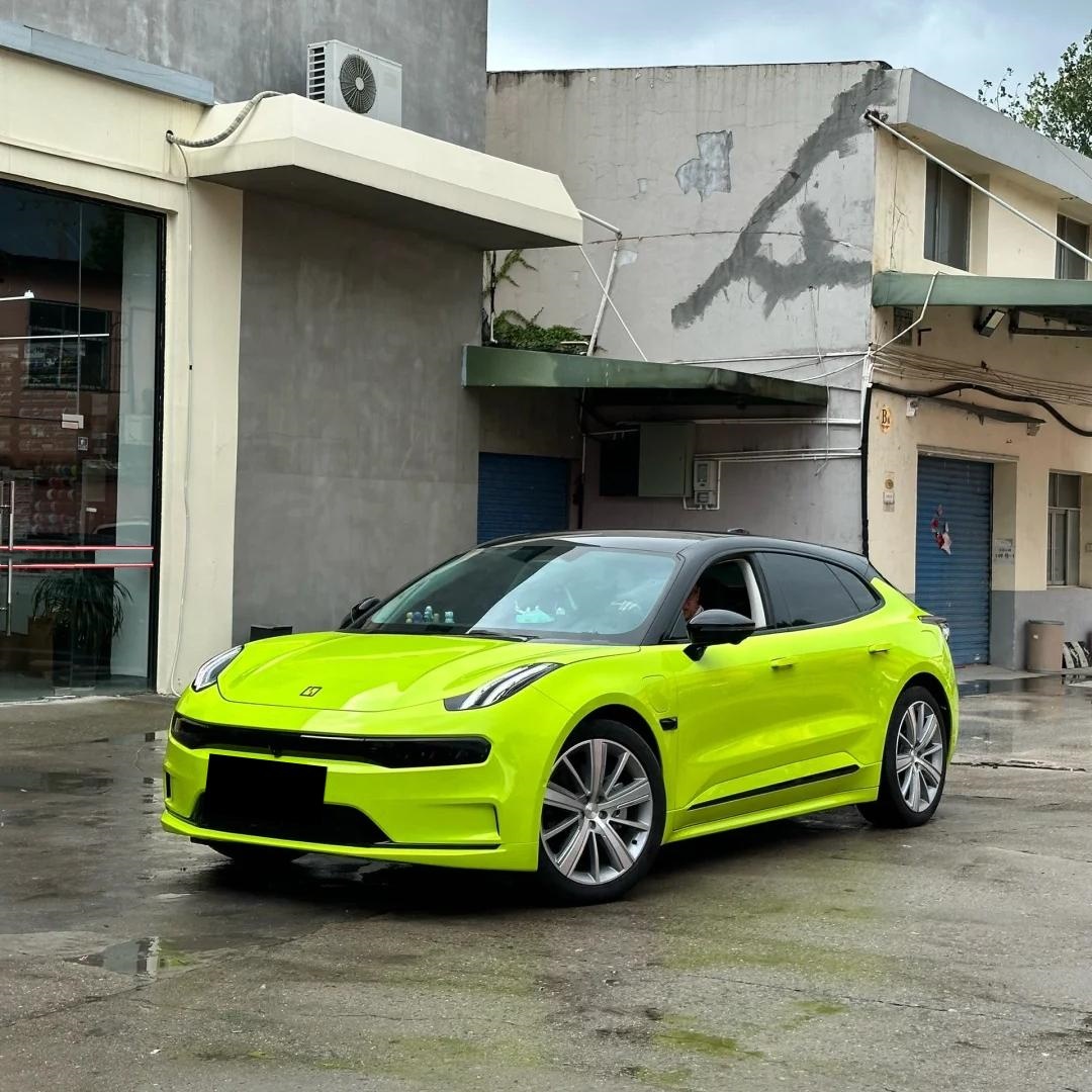Chartreuse Yellow Car Wrap