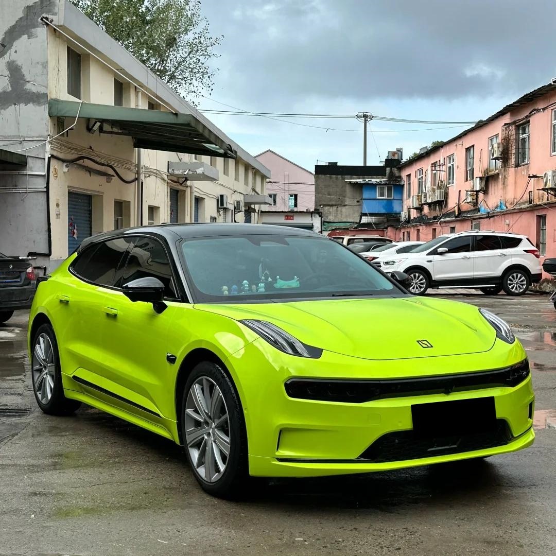 Chartreuse Yellow Car Wrap