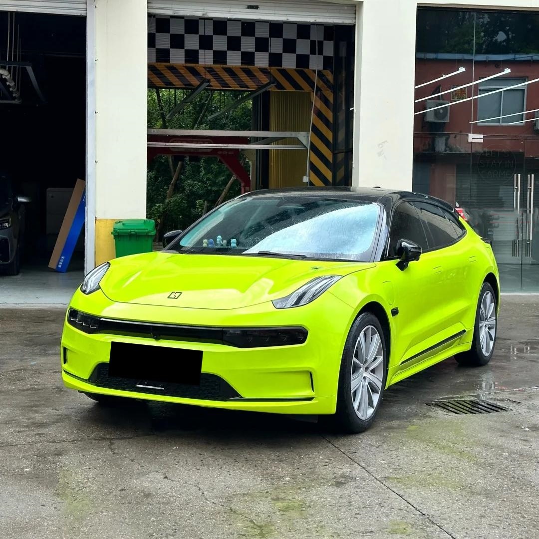 Chartreuse Yellow Car Wrap