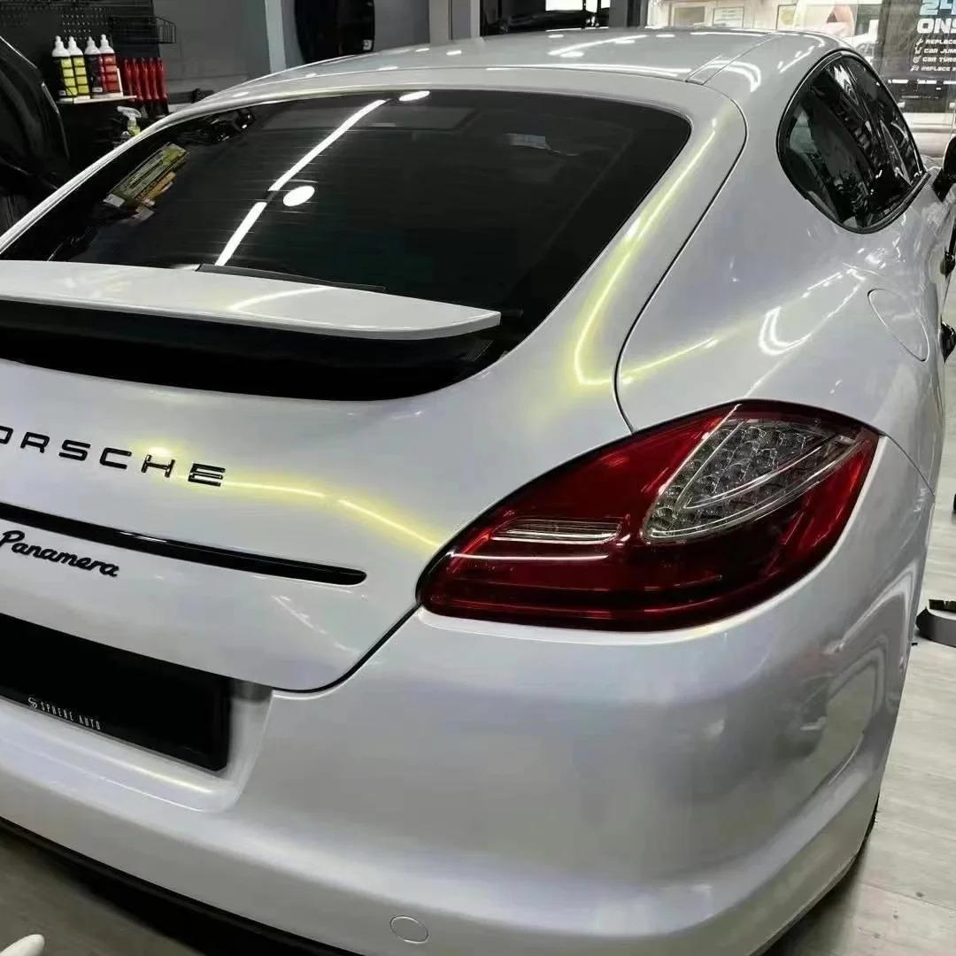 Gloss Metallic Diamond Chameleon Gold White Car Vinyl Wrap