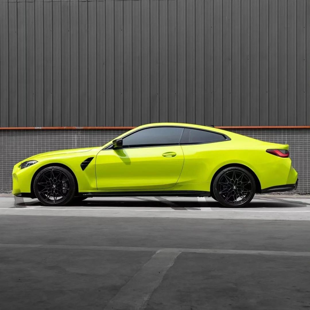 Chartreuse Yellow Car Wrap
