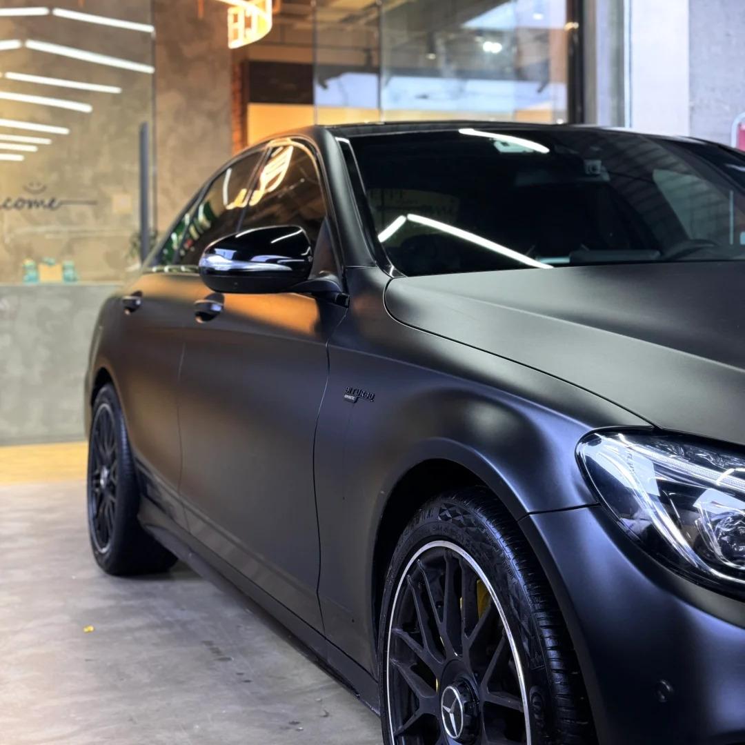 Matte Deep Black Car Vinyl Wrap