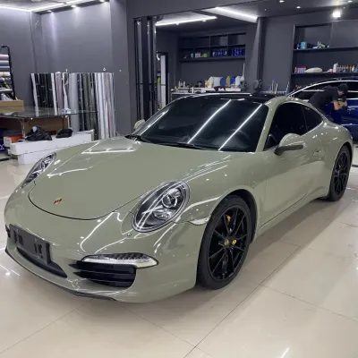 Super Glossy Khaki Green Car Vinyl Wrap PET  02