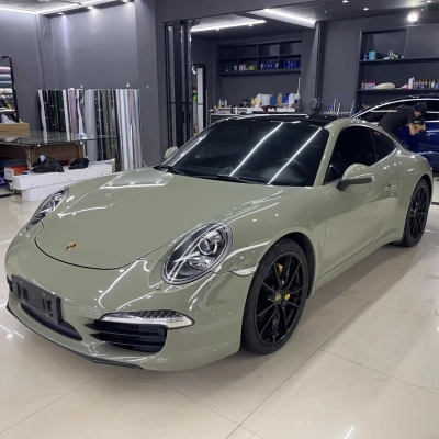 Super Glossy Khaki Green Car Vinyl Wrap PET 02