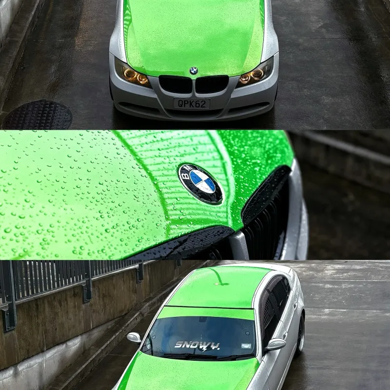 Gloss Metallic Gold Green Car Vinyl Wrap PET